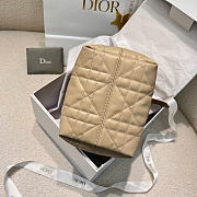 Small Dior Toujours Vertical Tote Bag Beige Macrocannage Calfskin - 18x16x12cm - 6