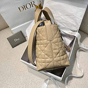 Small Dior Toujours Vertical Tote Bag Beige Macrocannage Calfskin - 18x16x12cm - 4