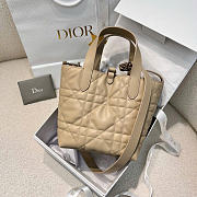 Small Dior Toujours Vertical Tote Bag Beige Macrocannage Calfskin - 18x16x12cm - 3