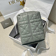 Small Dior Toujours Vertical Tote Bag Stone Gray Macrocannage Calfskin - 18x16x12cm - 4