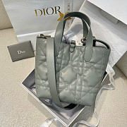 Small Dior Toujours Vertical Tote Bag Stone Gray Macrocannage Calfskin - 18x16x12cm - 5