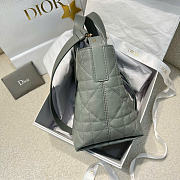 Small Dior Toujours Vertical Tote Bag Stone Gray Macrocannage Calfskin - 18x16x12cm - 3