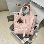 Small Dior Toujours Vertical Tote Bag Pink Macrocannage Calfskin - 18x16x12cm - 1