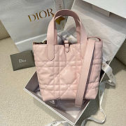 Small Dior Toujours Vertical Tote Bag Pink Macrocannage Calfskin - 18x16x12cm - 3