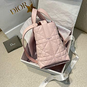 Small Dior Toujours Vertical Tote Bag Pink Macrocannage Calfskin - 18x16x12cm - 5