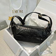 Dior Small D Journey Bag in Crinkled Calfskin Black Flat Macrocannage - 25.5x14.5x14cm - 1