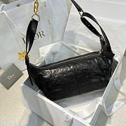 Dior Small D Journey Bag in Crinkled Calfskin Black Flat Macrocannage - 25.5x14.5x14cm - 6