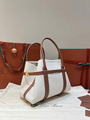 Loro Piana Ghiera Shopper Small Cotton Linen Natural Caramel Sugar - 28x19x12cm - 5