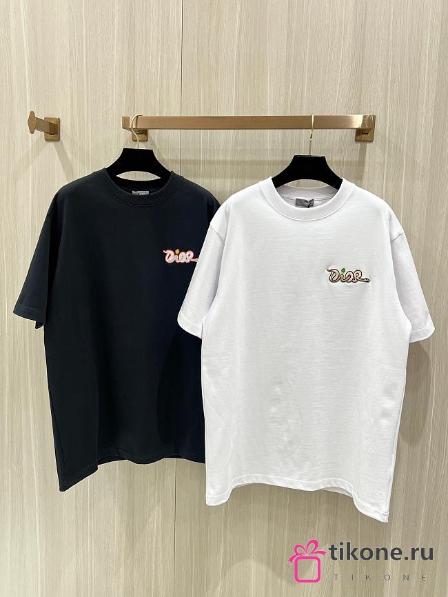 Dior And Kaws T-Shirt Relaxed Fit Cotton Jersey White Black - 1