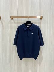 Celine Triomphe Polo In Fine Cotton Black Blue - 6