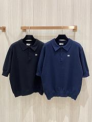 Celine Triomphe Polo In Fine Cotton Black Blue - 4