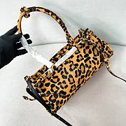 Honey Prada Medium Leopard Printed Leather Handbag - 32x15.5x12cm - 6