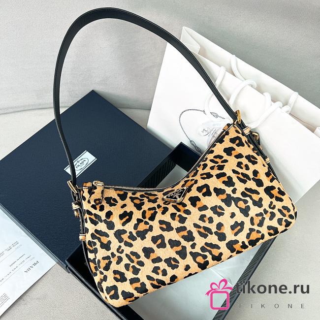 Honey Prada Aimee Medium Leopard Printed Leather Shoulder Bag - 31x18x10cm - 1