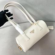 Prada Medium Leather Top Handle Bag With Padlock White - 29x12.5x10cm - 3