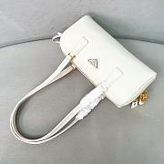 Prada Medium Leather Top Handle Bag With Padlock White - 29x12.5x10cm - 2