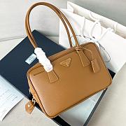 Prada Leather Medium Top Handle Bag With Padlock Brown - 29x19x8cm  - 1