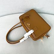 Prada Leather Medium Top Handle Bag With Padlock Brown - 29x19x8cm  - 6