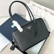 Prada Leather Medium Top Handle Bag With Padlock Black - 29x19x8cm - 1