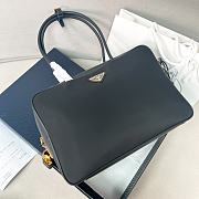 Prada Large Re Nylon And Leather Top Handle Bag With Padlock Black 1BB131 - 34x23x10cm - 1