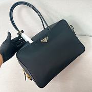 Prada Large Re Nylon And Leather Top Handle Bag With Padlock Black 1BB131 - 34x23x10cm - 3