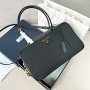 Prada Re Nylon And Leather Medium Top Handle Bag With Padlock - 30x17.5x10cm - 1