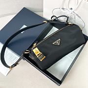 Prada Medium Re Nylon And Leather Shoulder Bag With Padlock - 27x12x10.5cm - 1