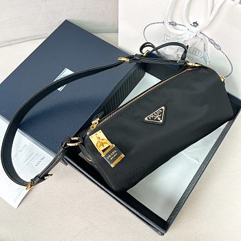 Prada Medium Re Nylon And Leather Shoulder Bag With Padlock - 27x12x10.5cm