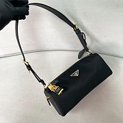 Prada Medium Re Nylon And Leather Shoulder Bag With Padlock - 27x12x10.5cm - 3