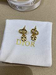 Dior Petit CD Lucky Charms Earrings Gold Finish Metal with White Resin Pearls and Silver Tone Crystals - 2