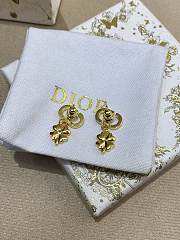 Dior Petit CD Lucky Charms Earrings Gold Finish Metal with White Resin Pearls and Silver Tone Crystals - 3