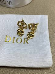 Dior Petit CD Lucky Charms Earrings Gold Finish Metal with White Resin Pearls and Silver Tone Crystals - 6