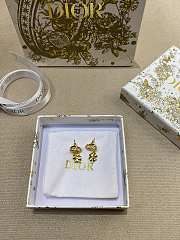 Dior Petit CD Lucky Charms Earrings Gold Finish Metal with White Resin Pearls and Silver Tone Crystals - 5