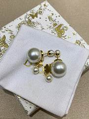 Dior Tribales Earrings Gold Finish Metal with White Resin Pearls and Silver Tone Crystals D03S - 6