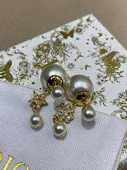 Dior Tribales Earrings Gold Finish Metal with White Resin Pearls and Silver Tone Crystals D03S - 4