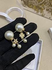 Dior Tribales Earrings Gold Finish Metal with White Resin Pearls and Silver Tone Crystals D03S - 5