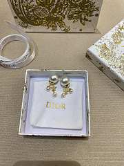 Dior Tribales Earrings Gold Finish Metal with White Resin Pearls and Silver Tone Crystals D03S - 2