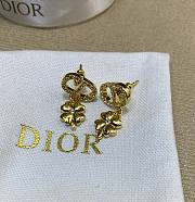 Dior Petit CD Lucky Charms Earrings Gold Finish Metal with White Resin Pearls and Silver Tone Crystals - 1