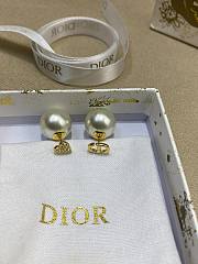 Dior Tribales Earrings Gold Finish Metal with White Resin Pearls and SilverTone Crystals - 6