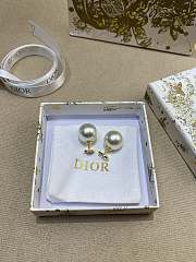 Dior Tribales Earrings Gold Finish Metal with White Resin Pearls and SilverTone Crystals - 5