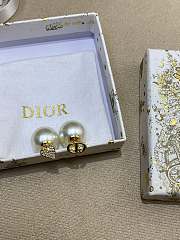 Dior Tribales Earrings Gold Finish Metal with White Resin Pearls and SilverTone Crystals - 4