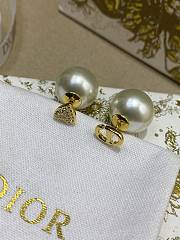 Dior Tribales Earrings Gold Finish Metal with White Resin Pearls and SilverTone Crystals - 3