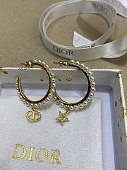 Dior Petit CD Earrings Gold Finish Metal with White Resin Pearls and Silver Tone Crystals - 1