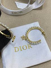 Dior Petit CD Earrings Gold Finish Metal with White Resin Pearls and Silver Tone Crystals - 4