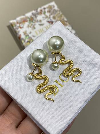 Dior Tribales Earrings Gold Finish Metal and White Resin Pearls