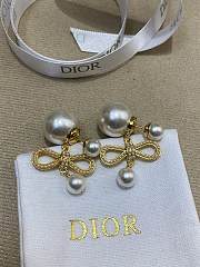 Dior Tribales Earrings Champagne Finish Metal with White Resin Pearls and Silver Tone Crystals - 1