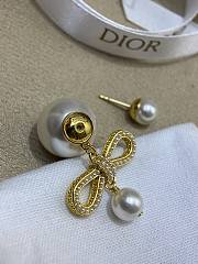 Dior Tribales Earrings Champagne Finish Metal with White Resin Pearls and Silver Tone Crystals - 6