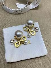 Dior Tribales Earrings Champagne Finish Metal with White Resin Pearls and Silver Tone Crystals - 5