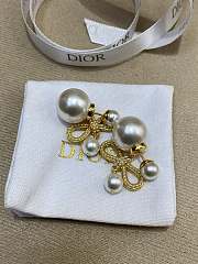 Dior Tribales Earrings Champagne Finish Metal with White Resin Pearls and Silver Tone Crystals - 2