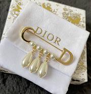 Dior CD Pearls Brooch Gold Finish Brass and White Crystal Pearls - 1