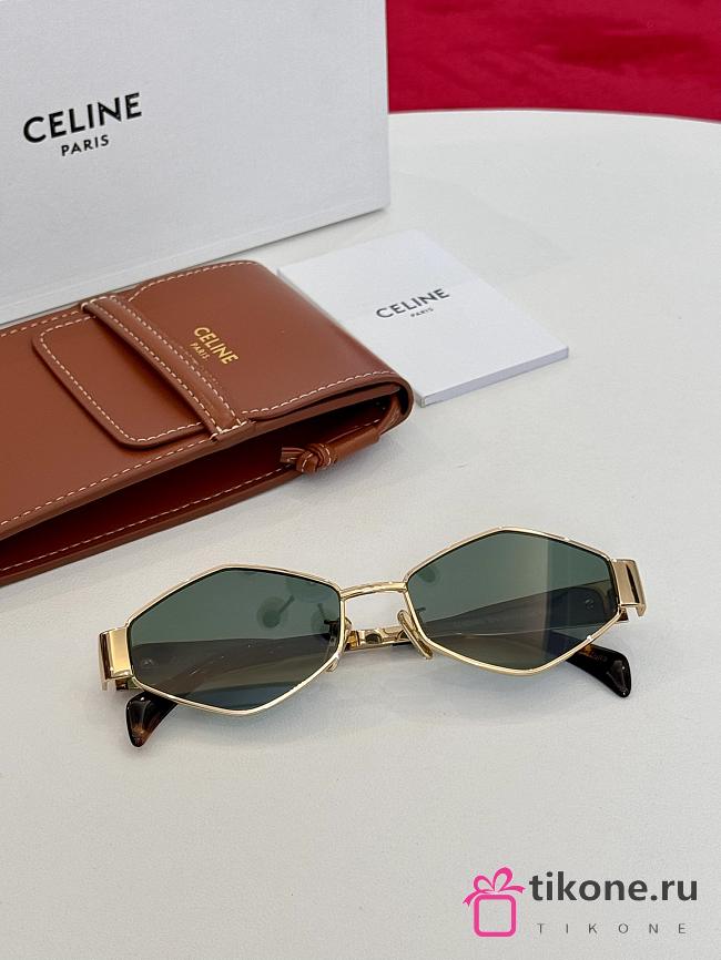 Celine Triomphe Metal 02 Sunglasses in Metal 35SG Green  - 1